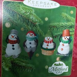 MITFORD SNOWMAN JUBILEE Hallmark Keepsake Ornament *Set of 4* 2000 Jan Karon